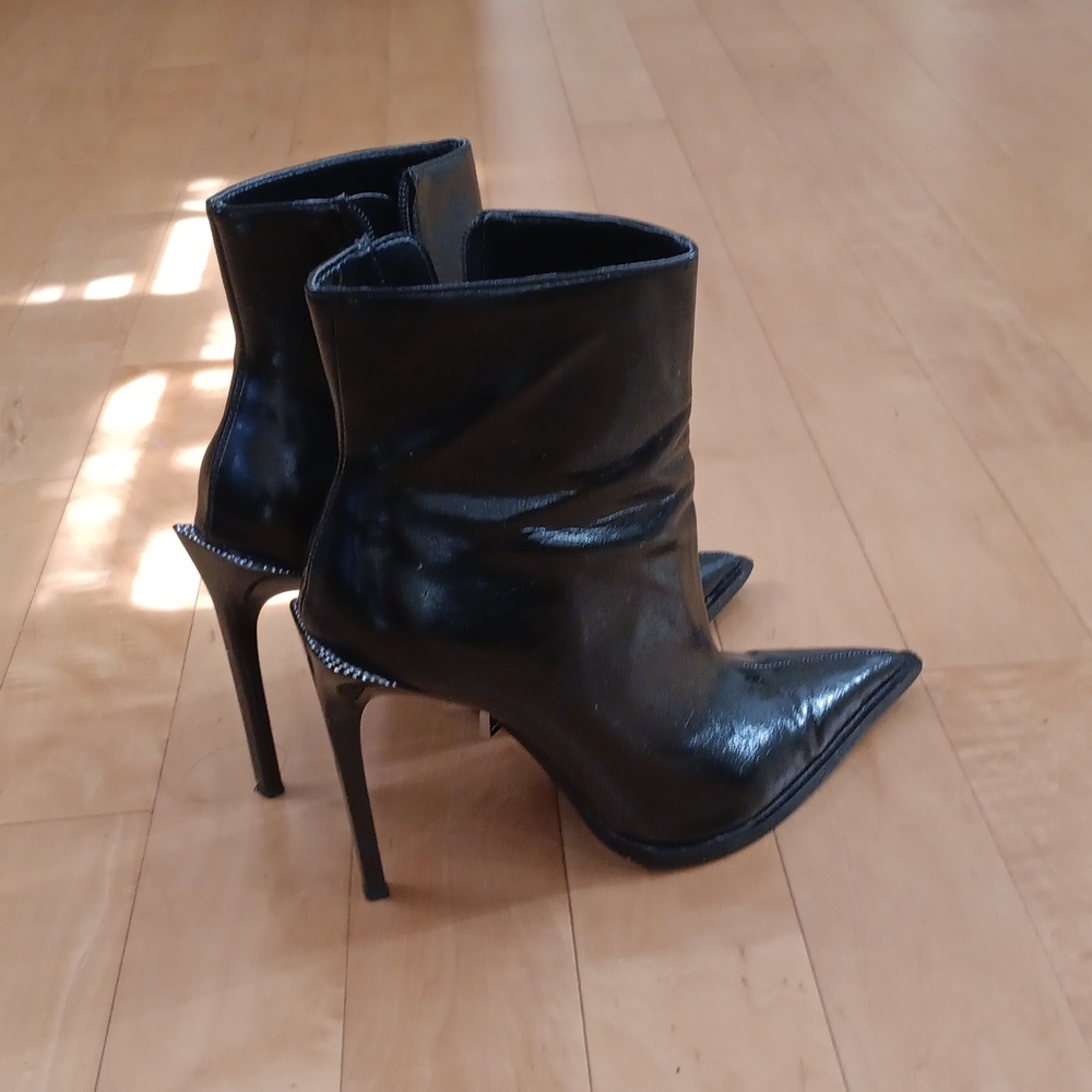 Zara stiletto booties with rhinestones at top of heel